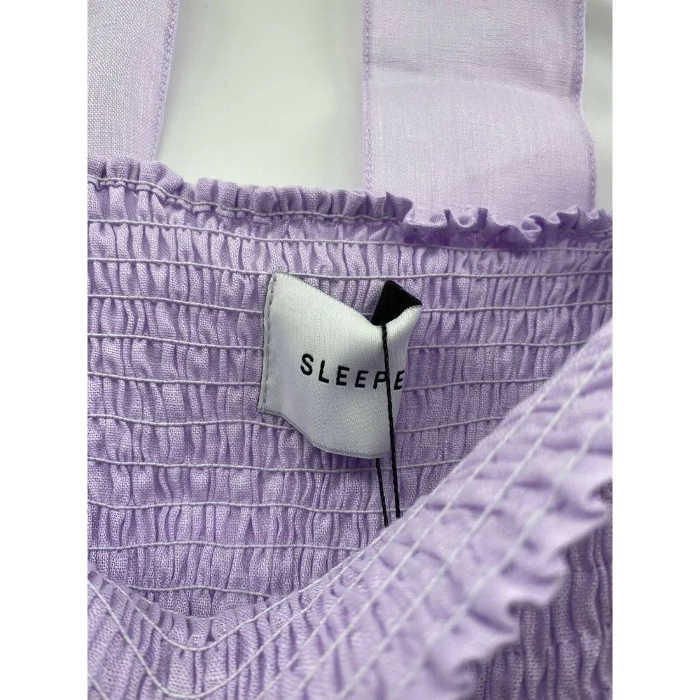 Sleeper Women’s Atlanta Linen Lounge Dress Lavender Smocked Size XS $320 - Picture 4 of 6